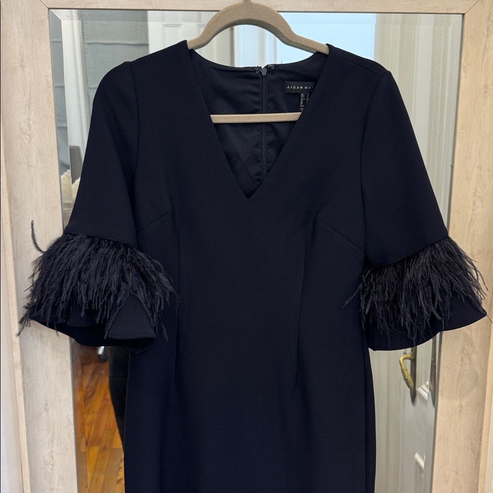 Aidan Mattox Navy Feather dress - Picture 11 of 15